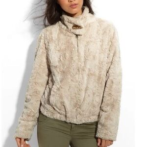 Sanctuary Cream Faux Fur "Natalie" bomber style Jacket Size M